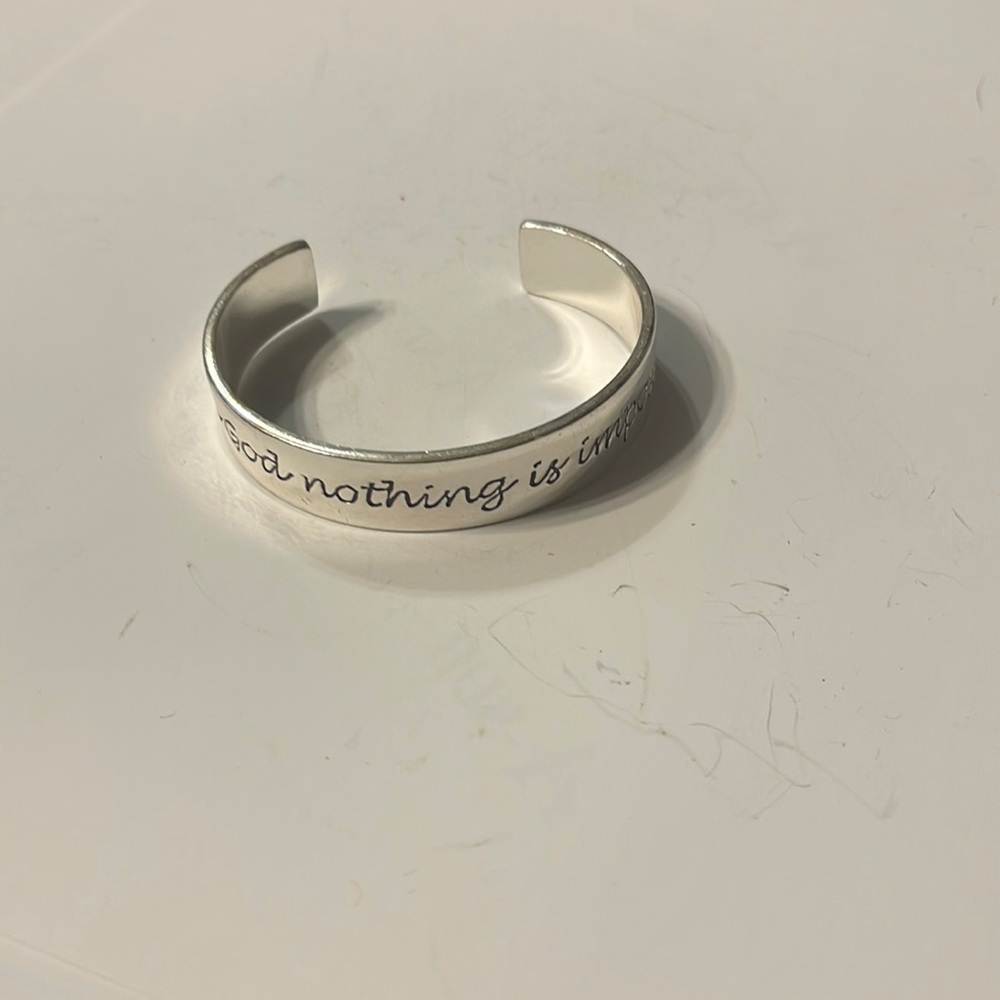 Rustic Cuff “With God Nothing Is Impossible” cuff